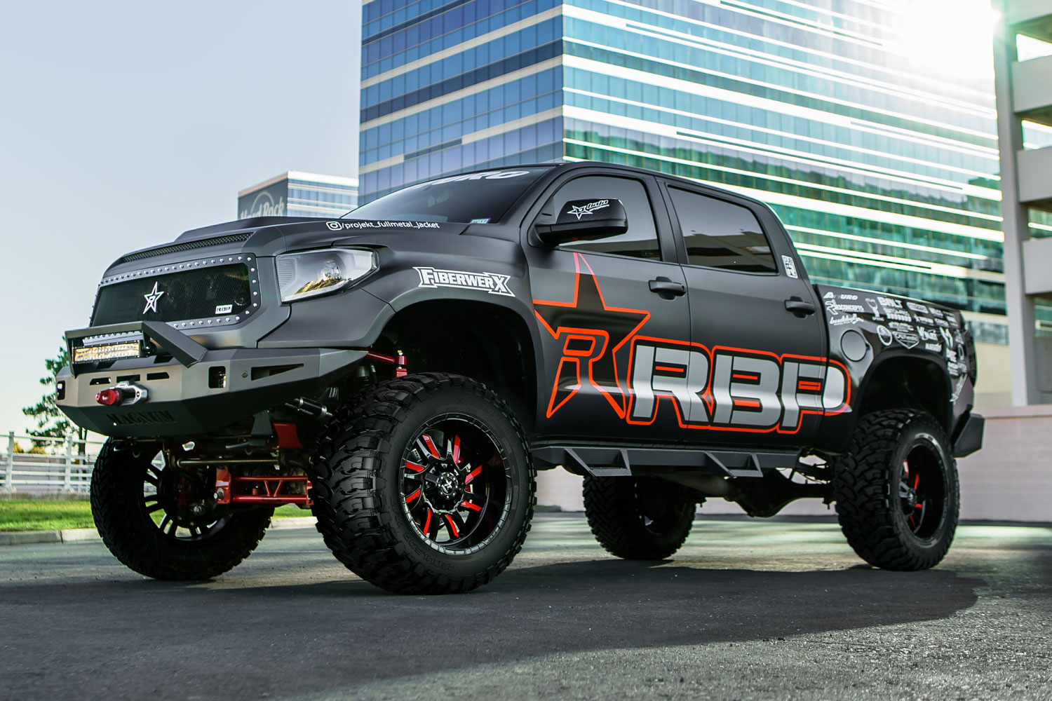An image of a Matte Wrapped Toyota TUndra on RBP Repulsor M/T tires